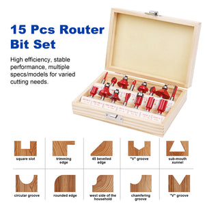 Twotrees 15 pcs Milling Cutter Set for Wood Router